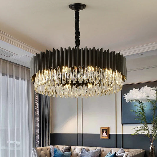 Obsidian Crystal Halo Chandelier