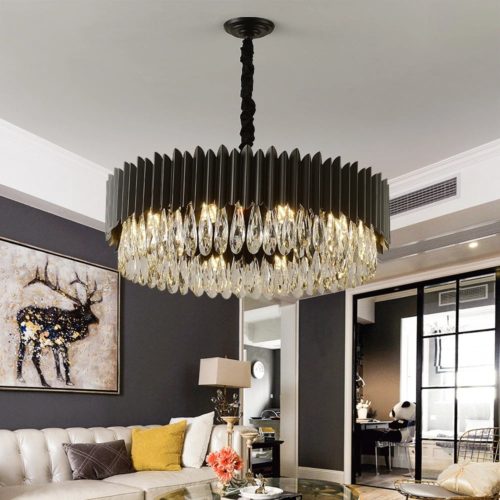 Obsidian Crystal Halo Chandelier