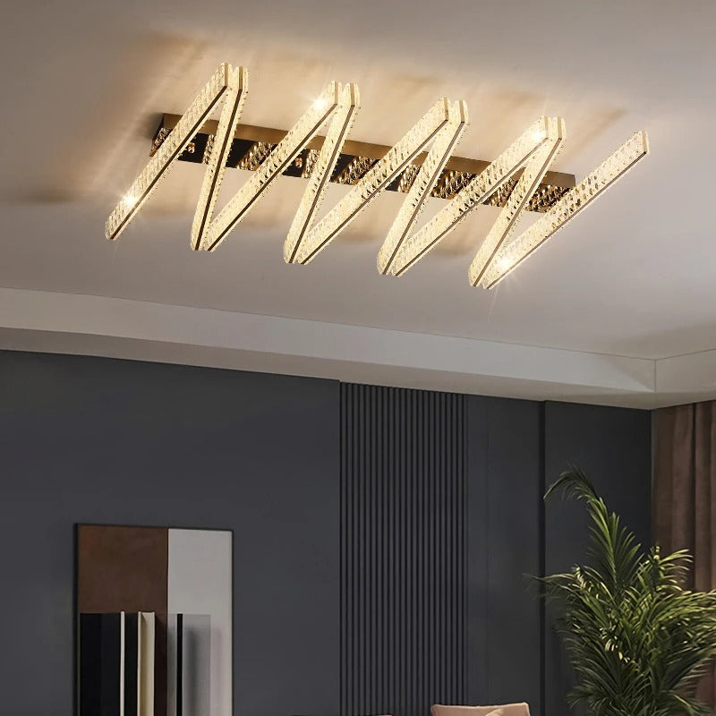 Zafira Gold Zigzag Ceiling Light