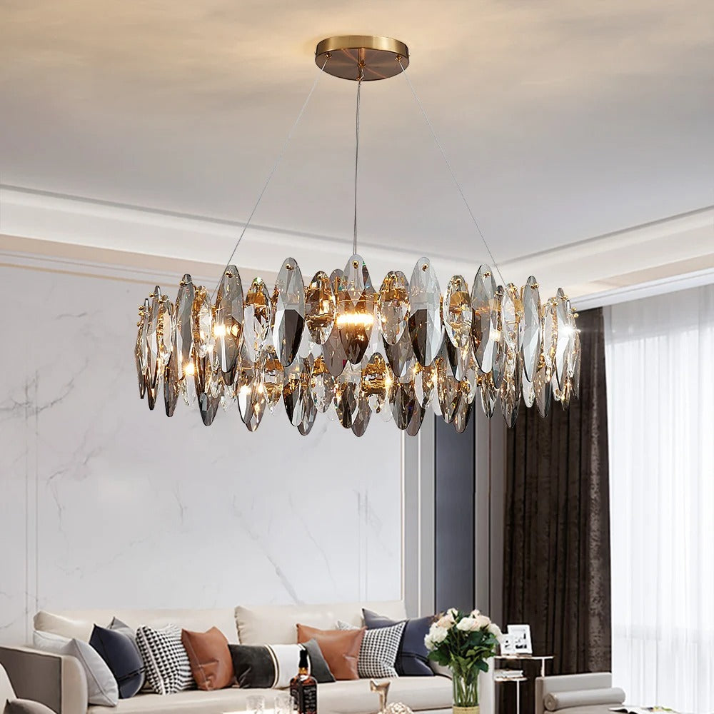 Aziza - Smokey Grey Crystal Chandelier